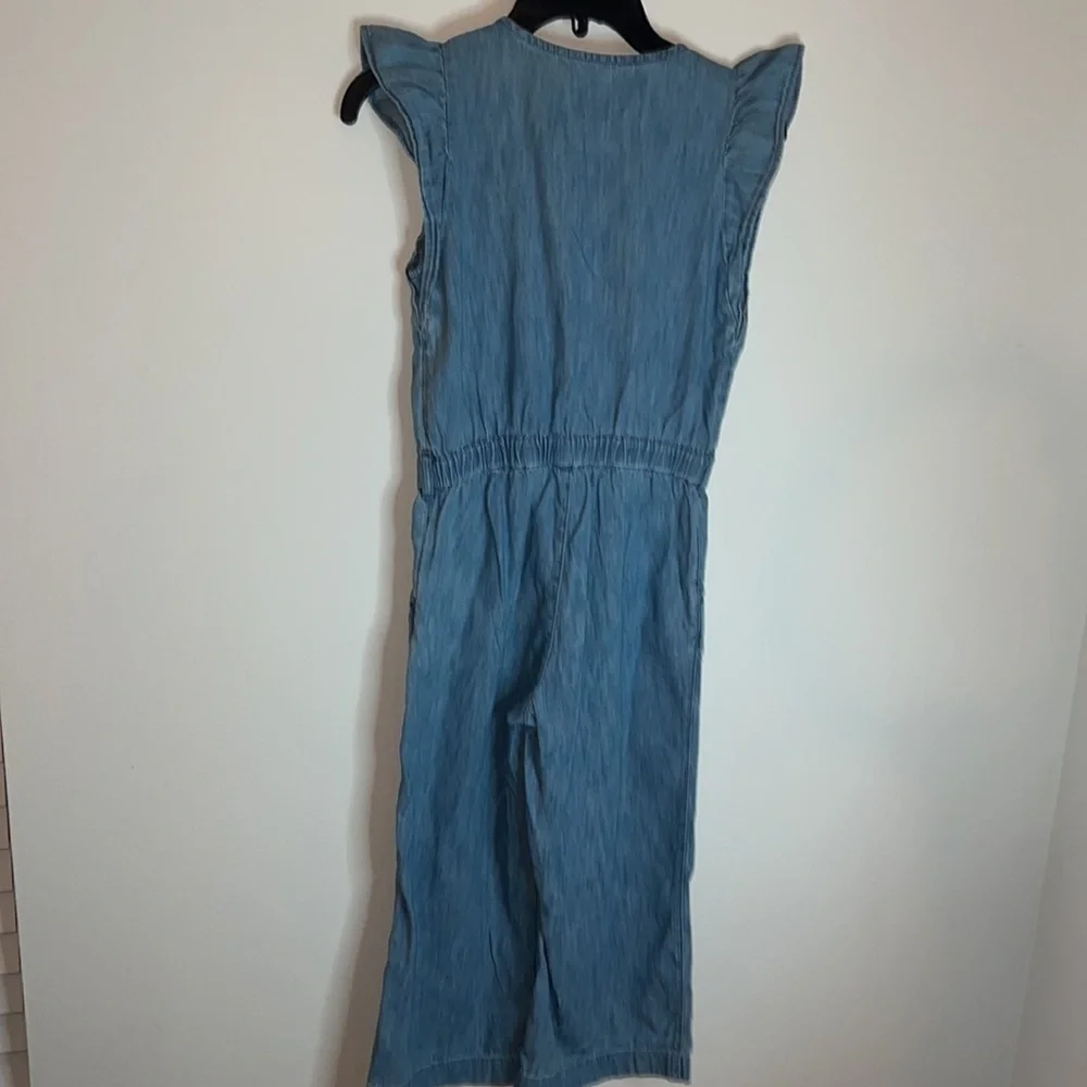 GAP girls jumpsuit‎ Sz M 8-9 chambray / denim buttoned up sleeveless ankle crop